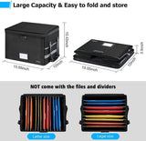 JALIELL Upgraded File Box with Lock, Fireproof Document File Organizer Box with Water-Resistant Zipper & Adjustable Handle, Collapsible Filing File Cabinet for Hanging Letter/Legal Folder (Black) JALIELL