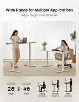 Deroavixe Electric Standing Desk, Height Adjustable Desk with 4 Memory Settings, 55 x 28 Inches, Home Office Workstation (White Desktop + White Frame) Deroavixe
