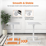 Sweetcrispy Small Mobile Standing Desk, Rolling Laptop Computer Carts, Portable Laptop Desk with Wheels, Adjustable Height Table for Home Office, White Sweetcrispy