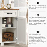 Farmhouse 47" Executive Desk, Computer Desk with Drawers and Storage Cabinet, Workstation Computer Desk with Hutch for Home Office Halitaa