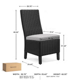 Signature Design by Ashley Beachcroft Casual Weather Resistant Armless Outdoor Side Chair with Cushion, Set of 2, Light Gray & Black Signature Design by Ashley