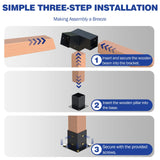 Pergola Kit, 15° 3-Way Slanted Roof Pergola Bracket Set, Powder-Coated Roof Wall Mount Pergola Brackets 4" x 4" (Actual: 3.5x3.5 Inch), Pergola Hardware for Porch Gazebo Backyard (6 pcs) TOCRETOARE