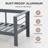 Wisteria Lane 7 Seats Aluminum Outdoor Patio Furniture Set with 54 Inch Propane Gas Fire Pit Table, Modern Patio Conversation Sets with Outdoor Sectional Couch for Backyard, Garden, Dark Grey Wisteria Lane