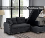 Generic Sleeper Sofa Bed Couch 3 Seater Modular Sectional Sofa Sleeper Pull Out Couch for Livnig Room Modern L Shaped Sleeper Sectional with Storage & Cup Holders, Dark Grey, F4777LIST WoodArtSupply