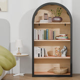 HIUU Black Arched Bookshelf,Modern Short Bookcase,Mid-Century Modern Curved Book Shelf,Arched Display Cabinet with Open Shelf for Bedroom, Living Room HIUU