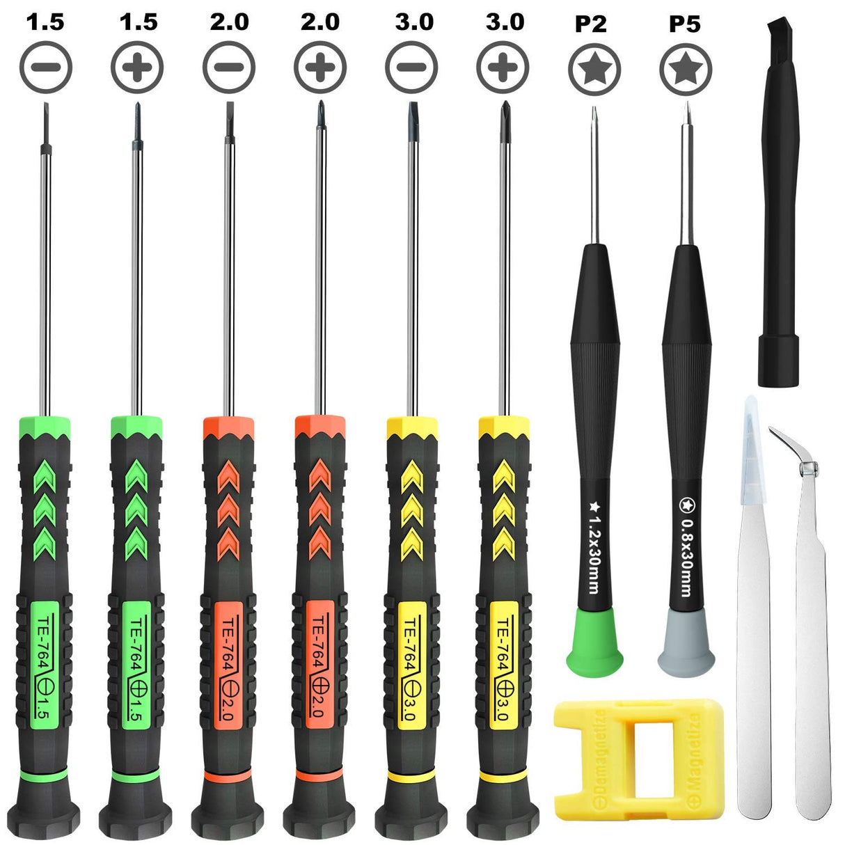 Screwdriver Set, 12 Pcs Small Screwdriver Set with Flathead Phillips Pentalobe Screwdriver In Different Sizes for iPhone PC Laptop Eyeglass Jewelry Watch QUEENTI