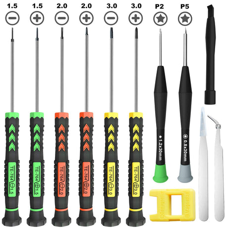 Screwdriver Set, 12 Pcs Small Screwdriver Set with Flathead Phillips Pentalobe Screwdriver In Different Sizes for iPhone PC Laptop Eyeglass Jewelry Watch QUEENTI