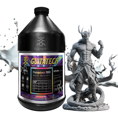 GUITATECH 8K Water Washable 3D Printer Resin 2000ML - High Precision Fast Curing LCD/DLP Resin with Low Odor | Eco-Friendly Formula, Low Shrinkage & Easy Cleanup (Grey)