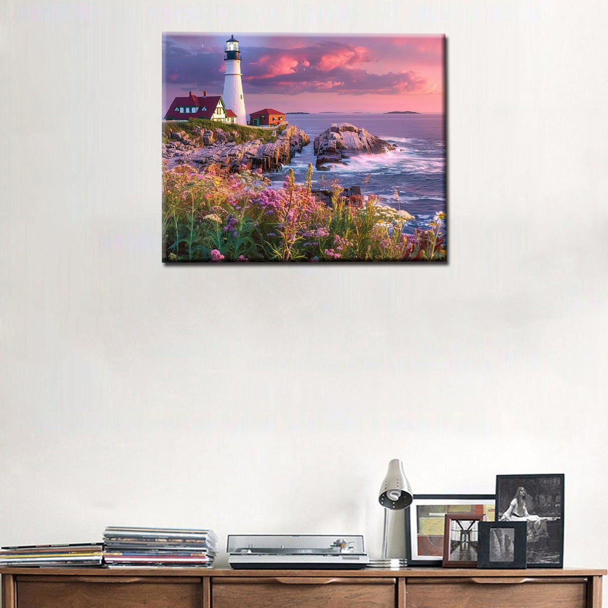 Native America Lighthouse Paint by Numbers Kits 16x20 inch Canvas Atlantic Ocean Scenery DIY Oil Painting for Kids, Adults Beginner Tropical Seascape Artwork with Brushes, Girl Boy Gift(Frameless) Tucocoo