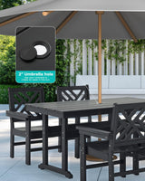 AXMOLM 12 Piece HDPE Outdoor Dining Set for 10, Patio HDPE Furniture Set with 2 Table and Umbrella Hole, Outdoor Table and Chairs for Garden, Poolside, Backyard, Deck AXMOLM