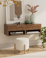 Floating Nightstand, Small Modern Floating Nightstand with Drawer, Floating Shelves for Bedroom, Bathroom (Brown Walnut) Aienvey