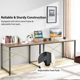 Tangkula L-Shaped Computer Desk, 95 Inch Reversible Corner Desk with Monitor Stand & 3 Cable Holes, 2-Person Long Study Writing Desk, Large Home Office Gaming Writing Workstation (Natural) Tangkula