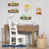 Harwaya Walnut Brown Nursery Book Shelves Wall Mounted, Wooden Floating Bookshelf for Kids Room Bedroom, Dark Wood Nursery Bookshelves for Kitchen Classroom Playroom (Solid Pine, 3-Pack) Harwaya