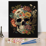 TUMOVO Paint by Numbers Kit for Adults Skull and Flowers, Paint by Numbers for Adults Beginner Bone Floral Plant, Adult Paint by Number Kits on Canvas Oil Painting, Art Crafts 16"x20"(Frameless) TUMOVO
