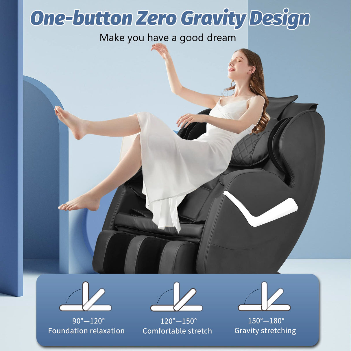BestMassage Massage Chair Zero Gravity Full Body Electric Shiatsu Massage Chair Recliner with Foot Rollers Built-in Heat Therapy Air Massage System Stretch Vibrating for Home Office(Black) BestMassage