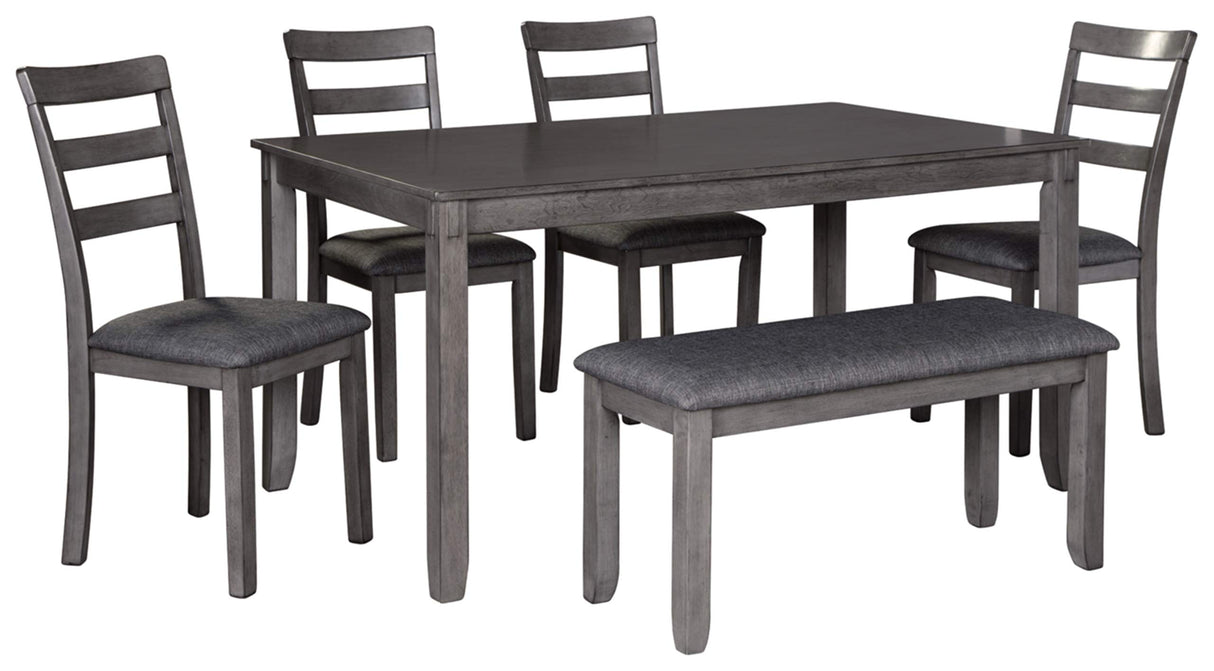 Signature Design by Ashley Bridson Modern 6 Piece Dining Set, Includes Dining Table, 4 Chairs & Bench, Gray Signature Design by Ashley