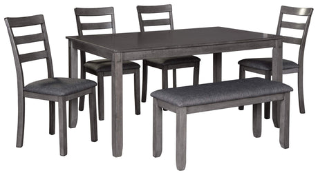 Signature Design by Ashley Bridson Modern 6 Piece Dining Set, Includes Dining Table, 4 Chairs & Bench, Gray Signature Design by Ashley