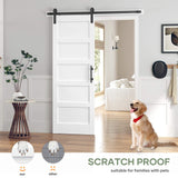 ROYMELO 32x84 Inch White Sliding Barn Door Slab with 5.5ft Hardware Kit Included, 5-Panel, MDF Wood Panel Covered with Water-Proof Scratch-Proof PVC Surface, Simple DIY Assembly ROYMELO