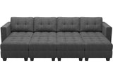 Belffin Storage Modular Sleeper Sofa Sectional Couch with Wide Chaises Convertible Sectional Sofa Bed Modular Sleeper Sectional Couch Bed Dark Grey Belffin