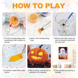 SENQAO Halloween Paint by Numbers for Adults Beginners Framed, Ghost Pumpkin Adults' Paint-by-Number Kits, Adult Paint by Number Kits on Canvas, Acrylic Number Painting for Home Decor, 8x12in SENQAO