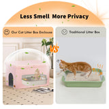 Zerbuger Cat Litter Box Enclosure Furniture for Odor Control, Hidden Cabinet Cats Litter Ottoman with Flip-Up Lid,Cat Litter Box Bench with Storage Space, Dog Proof (Pink, Large) Zerbuger