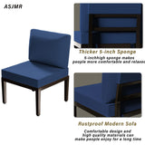 ASJMR Patio Furniture Set,8 Pieces Modern Outdoor Conversation Set w/43in Gas Fire Pit Table, Outdoor Metal Sectional Sofa with 55000 BTU Propane Fire Pit. ASJMR