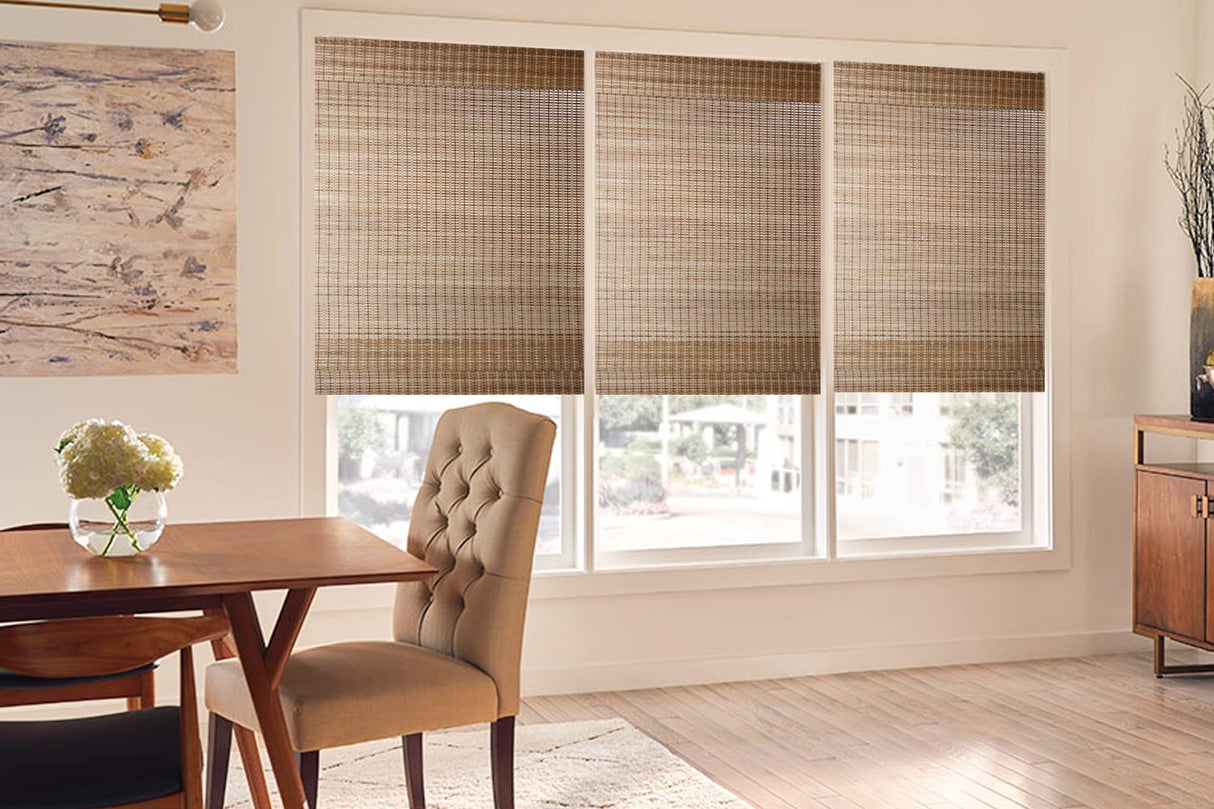 LETAU Cordless Wood Window Roman Shades, Bamboo Window Blinds, Pattern 14 LETAU