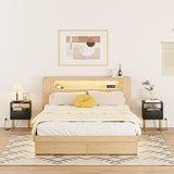 Aienvey Nightstand with Charging Station, Small Side Table, Modern Night Stand with Drawers, Bedside Table for Bedroom, Living Room End Table, Black Stripe Aienvey