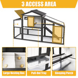PetsCosset Chicken Coop Wooden, Backyard Hen House Indoor Outdoor for 2-3 Chickens, 2 Story Poultry Cage Chicken Coop and Run, Nesting Box, Pull Out Trays, for Small Animals Duck Rabbit Hen PetsCosset