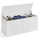VASAGLE Storage Chest, Storage Trunk with 2 Safety Hinges, Storage Bench, Shoe Bench, Farmhouse Style, 15.7 x 39.4 x 18.3 Inches, for Entryway, Bedroom, Living Room, Cloud White ULSB164W01 VASAGLE