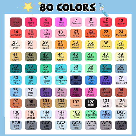 SALAHEYO 80 Colors Alcohol Markers with Base Art Drawing Markers Set for Adults Painting,Coloring,Sketching, Comics, Illustration- Refillable SALAHEYO