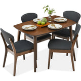 Best Choice Products 5-Piece Dining Set, Compact Mid-Century Modern Table & Chair Set for Home, Apartment w/ 4 Chairs, Padded Seats & Backrests, Wooden Frame - Walnut/Charcoal Best Choice Products