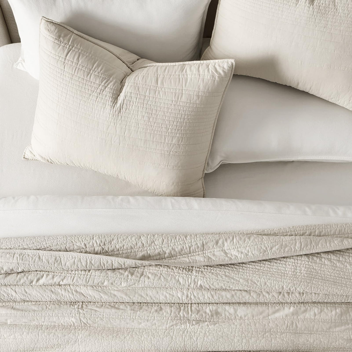 EVERGRACEHOME 100% Cotton Modern Lines Quilt Set King Size, Pre-Washed Soft Striped Coverlet Bedspread, 3 Piece Lightweight Bedding Set for All Season, with 2 Pillow Shams, Birch EVERGRACEHOME