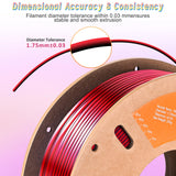 ERYONE Silk Dual Color PLA Filament 3D Printer 1.75mm +/- 0.03mm, Bicolor Filament Two Tone PLA 250G(0.55lbs) Cardboard Spool, Black Red ERYONE