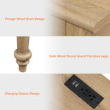 WAMAPT Farmhouse Executive Desk with 5 Drawers, Home Office Desk with Charging Station, Wood Computer Desk with File Cabinet Storage, Door, Open Shelf for Work and Study, Oak, 55 inch WAMPAT