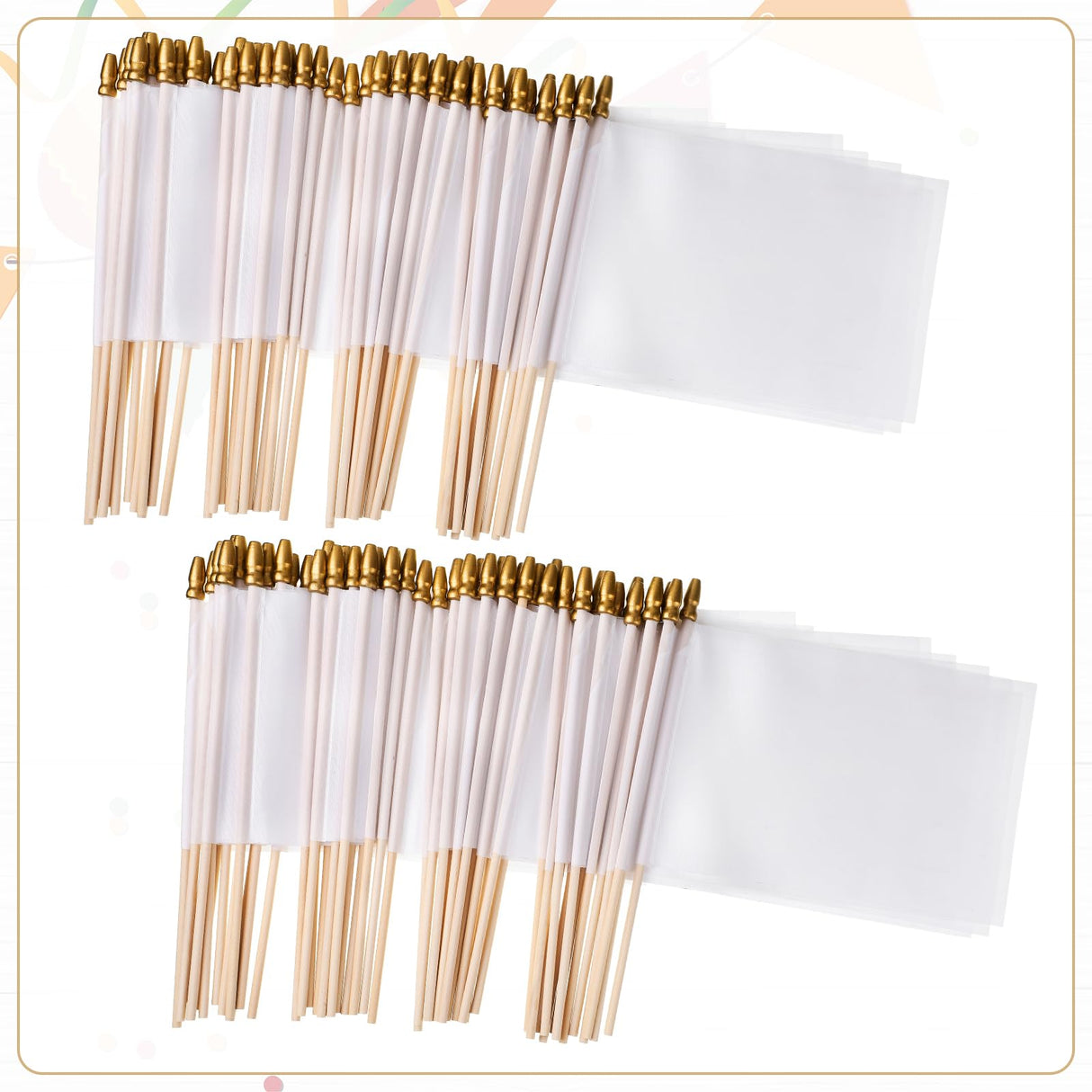 Remerry 100 Sets Sublimation Blank Flags Small White Flags Mini DIY Flags on Stick Sublimation White Flags with Wood Stick for Kids Birthday Party Parades Day Wedding Events Celebration, 5x8 Inch Remerry