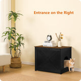 Dwanton Cat Litter Box Furniture Hidden, Cat Litter Box Enclosure, Reversible Entrance Can Be on Left or Right Side, Indoor Cabinet, Wooden Washroom, End Table, Black and Warm Brown, 27.6" L Dwanton