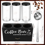 Skybooly 3 Pcs Coffee Canister Set with Shelf and Spoon Plastic Coffee Bean Storage Container with Lids Coffee Storage Box with Drawer Food Storage Jars for Coffee Bar Kitchen (Black) Skybooly