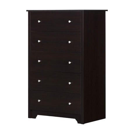 South Shore Vito Collection 5-Drawer Dresser, Chocolate with Matte Nickel Handles South Shore