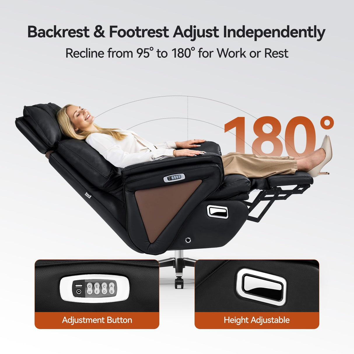 OKUP M78 Dual Motor Electric Executive Office Chair with Heat Massage Ventilation, 180° Lay-Flat Reclining Office Chair with Footrest, Adjustable Headrest, Electric Lumbar Support (Black) OKUP