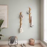 TIOPGHAD 2-Pack Wood-Wall-Mounted-Coat-Hooks, Bamboo Vertical Coats Rack Holder Hanger with 8 Hooks Entryway Hanging Wooden Racks for Hanging Jacket Coat Hat in Entryway Office Bathroom(Natural) TIOPGHAD