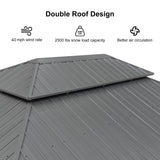 PURPLE LEAF 14' x 20' Outdoor Hardtop Gazebo with Netting and Curtains Galvanized Steel Double Roof and Aluminum Frames Permanent Wind Resistance Pavilion Gazebo for Patio Deck Garden, Light Grey PURPLE LEAF
