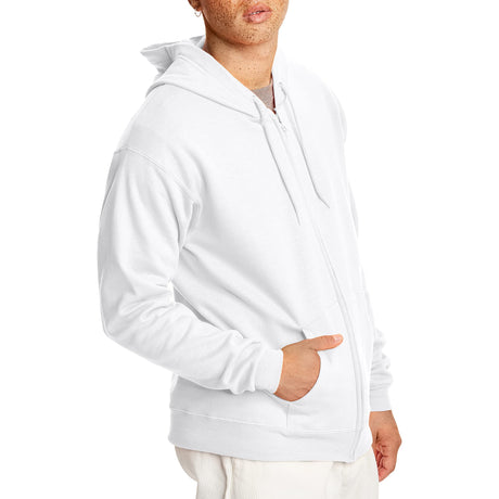 Hanes mens Full-zip Eco-smart Hoodie Hoody, White, Large US Hanes