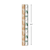 Hallmark Christmas Wrapping Paper Rolls - Green Trees, White Pine Cones on Recyclable Brown Kraft Gift Wrap Paper (Set of 2 Rolls: 150 sq. ft. ttl.) for Holiday Parties, Winter Weddings Hallmark