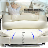 ONPNO Reclining Office Chair with Massage, Ergonomic Office Chair w/Foot Rest, PU Leather Executive Computer Chair w/Heated, Padded Armrest, High Back Swivel Recliner for Office Home Study (White) ONPNO