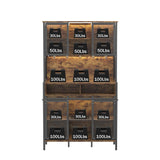 QNICE 72" Coffee & Wine Bar Cabinet with Sliding Barn Door, Farmhouse Buffet Cabinet with Wine Rack & Glass Holder, Led Storage Cabinet for Kitchen Living Dining Room (Rustic Oak) QNICE