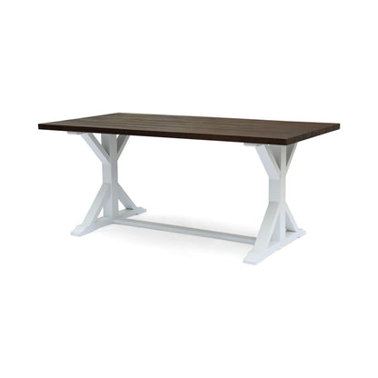 GDFStudio Rustic Farmhouse Acacia Wood Dining Table, Dark Brown and White - WoodArtSupply