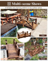 ZIMGOD Wood Garden Bridge Decor, Small Pond Bridge 1.4m/4.6ft, Arc Pond Walkway for Outside Backyard Patio, Rustic Garden Footbridge Landscaping ZIMGOD