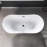 WOODBRIDGE 59" Acrylic Freestanding Bathtub Contemporary Soaking Tub, Black Acrylic(Matte Black Drain/Overflow),BTA1816-MB WOODBRIDGE