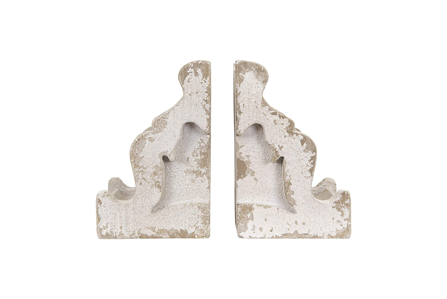 Creative Co-Op Distressed White Corbel Shaped Bookends (Set of 2 Pieces)